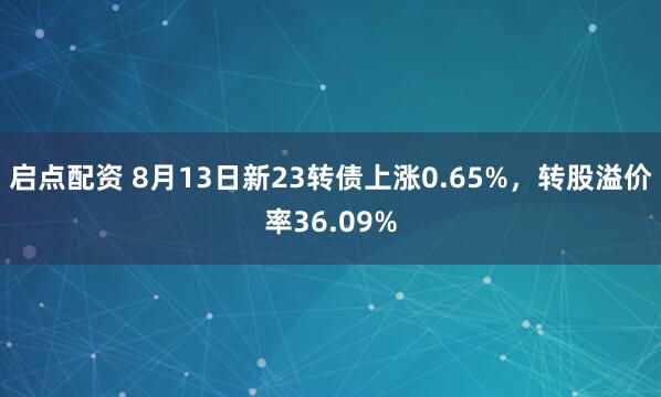 启点配资 8月13日新23转债上涨0.65%，转股溢价率36.09%