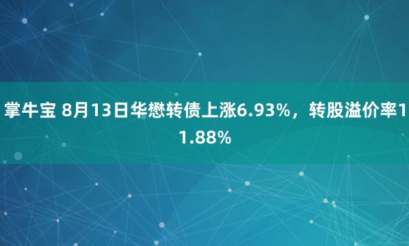 掌牛宝 8月13日华懋转债上涨6.93%，转股溢价率11.88%